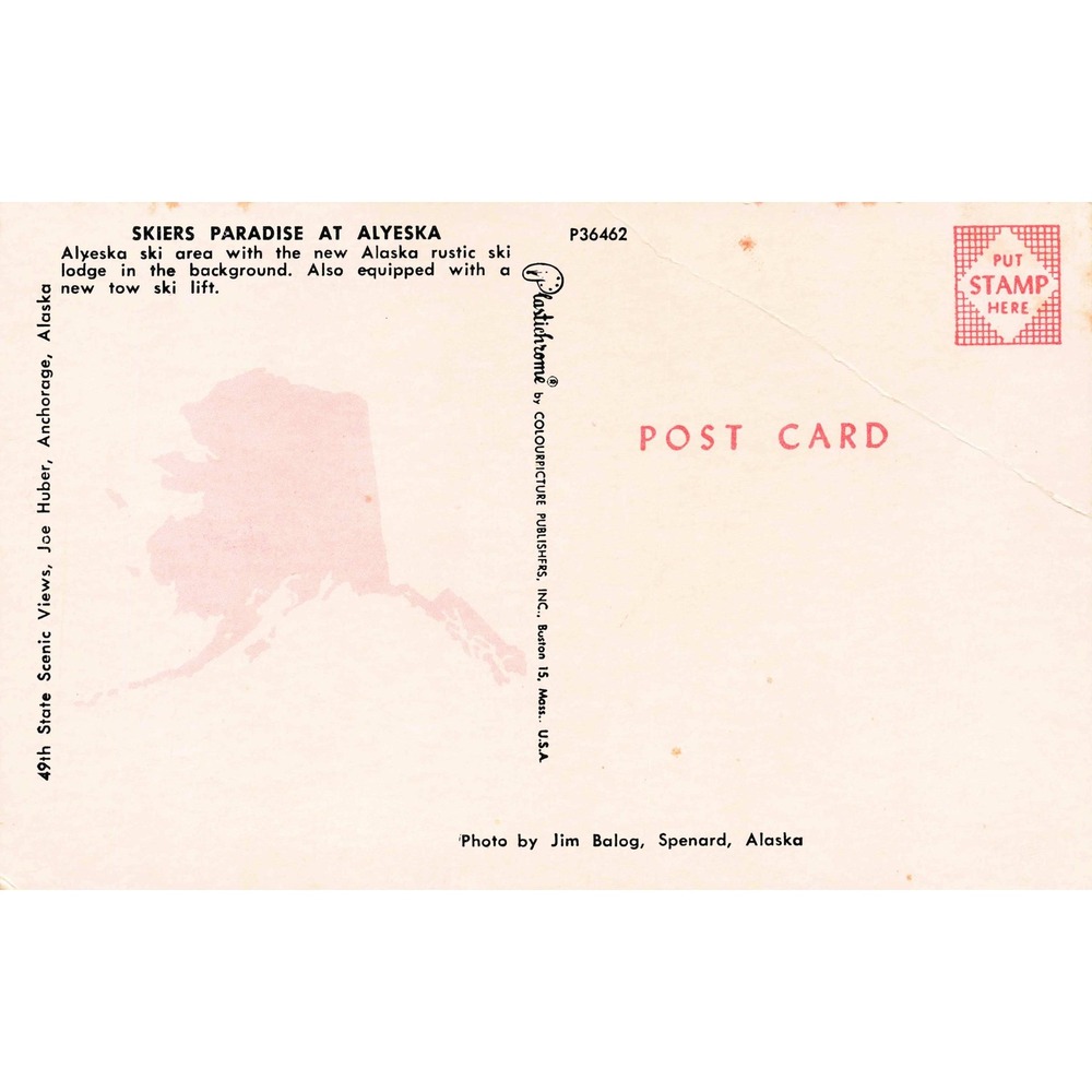 Alyeska Alaska RPPC Ski Area Girdwood Chrome Postcard Plastichrome Unposted - Picture 2 of 2